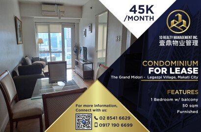 The Grand Midori - Legazpi Village, Makati City - 1br for lease