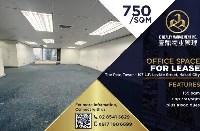 FOR LEASE Office Space - The Peak Tower - 107 L.P. Leviste Street, Makati City